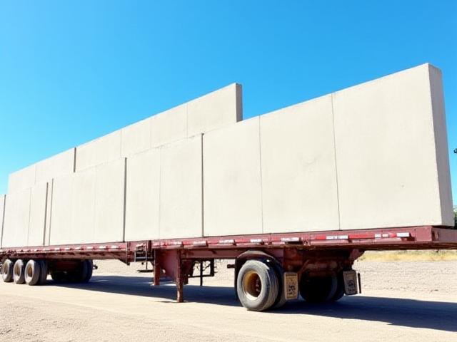 Precast concrete components on specialized transport