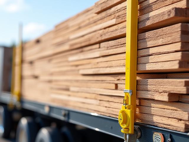 Bundled lumber delivery on a flatbed